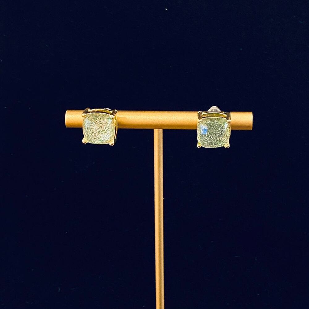 Fine Mint Glitter Stud Earrings NEW